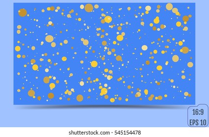 Abstract background with many falling classic gold confetti. vector background