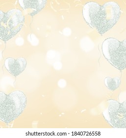 Abstract background with many falling colorful tiny confetti pieces and Festive background with balloons. Celebrate a birthday, Poster, banner happy