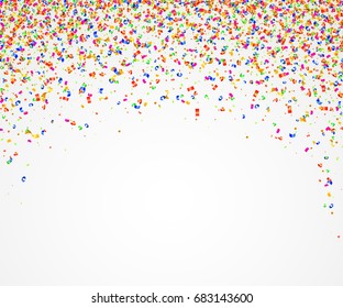 Abstract background with many falling colorful tiny confetti pieces. Vector background