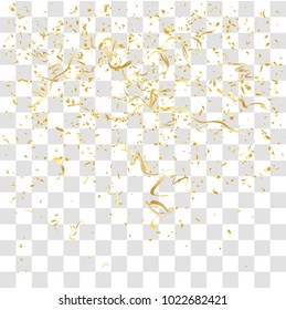 Abstract background with many falling gold tiny confetti pieces. vector background