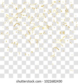 Abstract background with many falling gold tiny confetti pieces. vector background