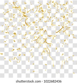 Abstract background with many falling gold tiny confetti pieces. vector background