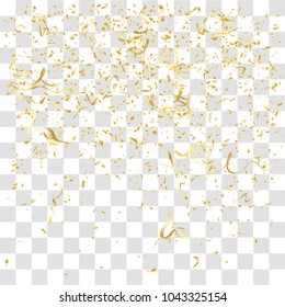 Abstract background with many falling gold tiny confetti pieces. vector background