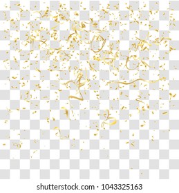 Abstract background with many falling gold tiny confetti pieces. vector background
