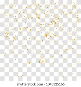 Abstract background with many falling gold tiny confetti pieces. vector background