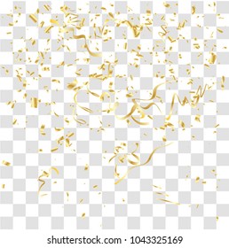 Abstract background with many falling gold tiny confetti pieces. vector background