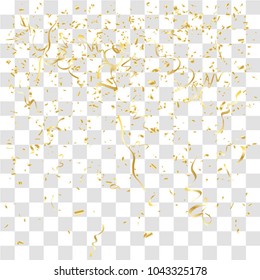 Abstract background with many falling gold tiny confetti pieces. vector background