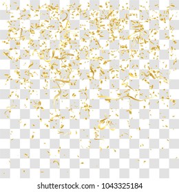 Abstract background with many falling gold tiny confetti pieces. vector background