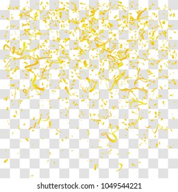 Abstract background with many falling gold tiny confetti pieces. vector background