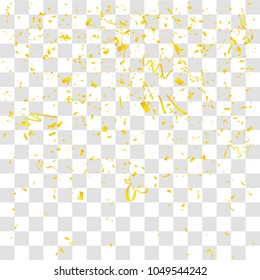 Abstract background with many falling gold tiny confetti pieces. vector background