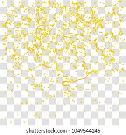 Abstract background with many falling gold tiny confetti pieces. vector background