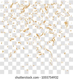 Abstract background with many falling gold tiny confetti pieces. vector background