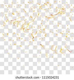 Abstract background with many falling gold tiny confetti pieces. vector background