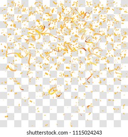 Abstract background with many falling gold tiny confetti pieces. vector background