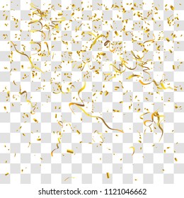 Abstract background with many falling gold tiny confetti pieces. vector background