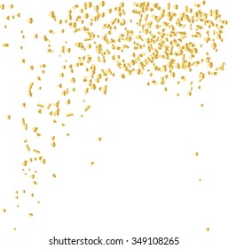 Abstract background with many falling gold tiny confetti pieces. vector background