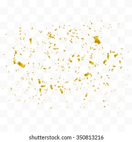 Abstract background with many falling gold tiny confetti pieces. vector background