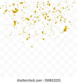 Abstract Background With Many Falling Gold Tiny Confetti Pieces. Vector Background