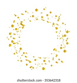 Abstract background with many falling gold tiny confetti pieces. vector background