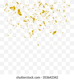 Abstract background with many falling gold tiny confetti pieces. vector background