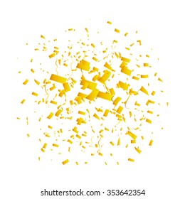 Abstract background with many falling gold tiny confetti pieces. vector background