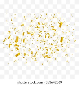 Abstract background with many falling gold tiny confetti pieces. vector background