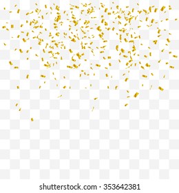 Abstract background with many falling gold tiny confetti pieces. vector background