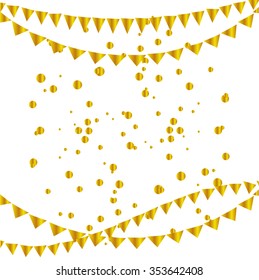 Abstract background with many falling gold tiny confetti pieces. vector background