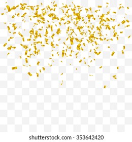 Abstract background with many falling gold tiny confetti pieces. vector background