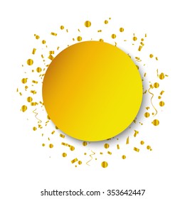 Abstract background with many falling gold tiny confetti pieces. vector background