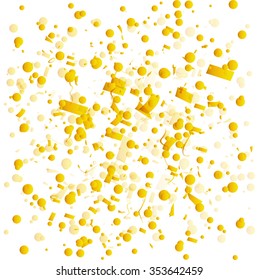 Abstract background with many falling gold tiny confetti pieces. vector background