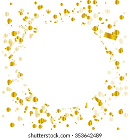 Abstract background with many falling gold tiny confetti pieces. vector background