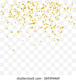 Abstract background with many falling gold tiny confetti pieces. vector background