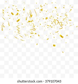 Abstract background with many falling gold tiny confetti pieces. vector background