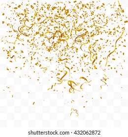 Abstract background with many falling gold tiny confetti pieces. vector background