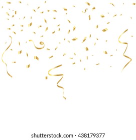 Abstract background with many falling gold tiny confetti pieces.