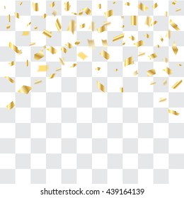 Abstract background with many falling gold tiny confetti pieces. vector background