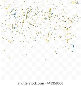 Abstract background with many falling gold tiny confetti pieces. vector background