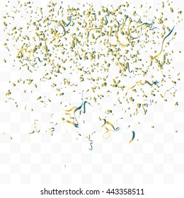 Abstract background with many falling gold tiny confetti pieces. vector background