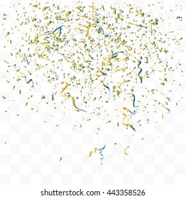 Abstract background with many falling gold tiny confetti pieces. vector background