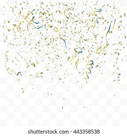 Abstract background with many falling gold tiny confetti pieces. vector background