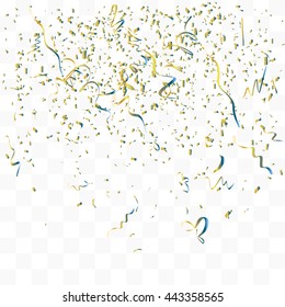 Abstract background with many falling gold tiny confetti pieces. vector background