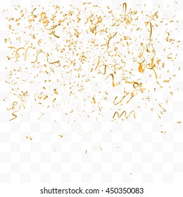 Abstract background with many falling gold tiny confetti pieces. vector background