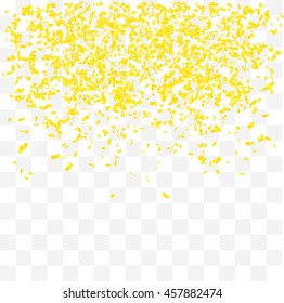 Abstract background with many falling gold tiny confetti pieces. vector background