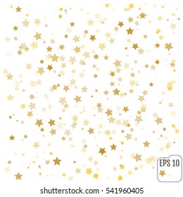 Abstract background with many falling gold stars confetti. vector background