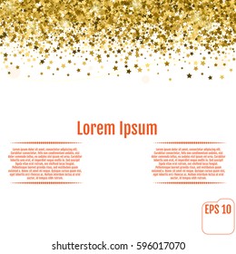 Abstract background with many falling gold stars confetti. vector background