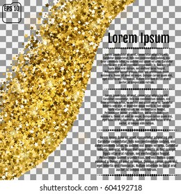Abstract background with many falling gold stars confetti. Vector illustration on a transparent background.