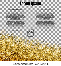 Abstract background with many falling gold stars confetti. Vector illustration on a transparent background.