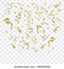 Abstract background with many falling gold tiny confetti pieces. vector background