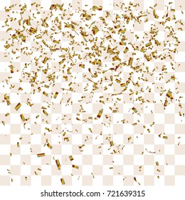 Abstract background with many falling gold tiny confetti pieces. vector background
